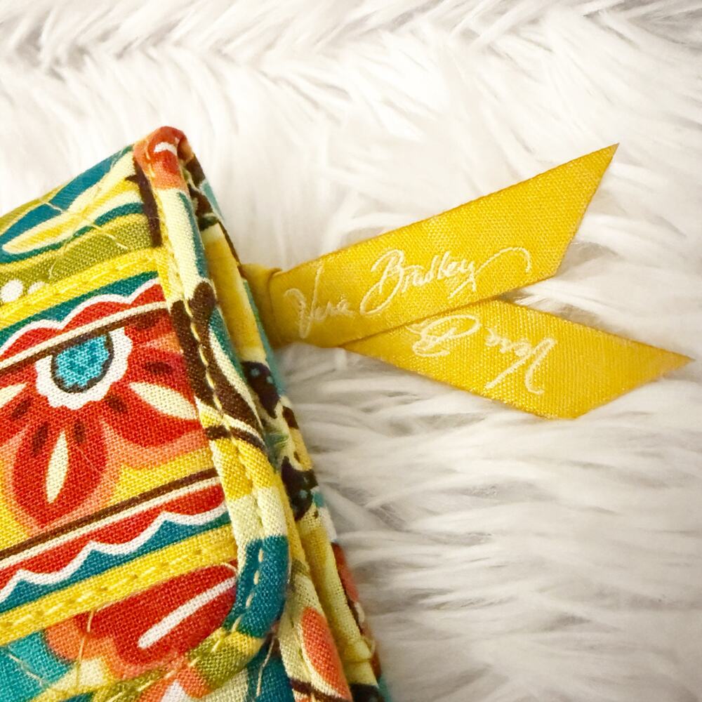 VERA BRADLEY | Provencal Euro Wallet Yellow Teal Red Multi Paisley Tri-fold - Picture 2 of 10